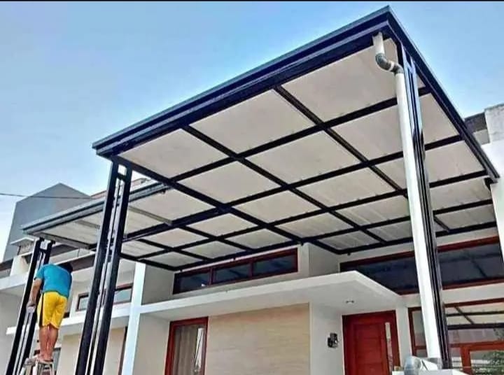 Contoh pemasangan Kanopi Alderon berkualitas di Bekasi oleh Sinar Utama Kanopi